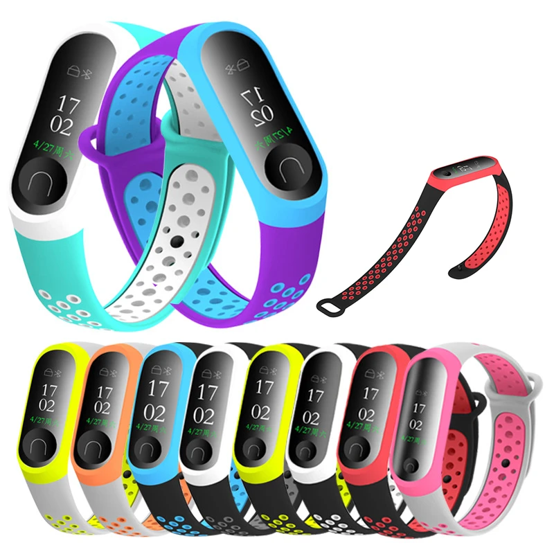 

10Colors Silicone Wrist Strap for Xiaomi Mi Band 4 3 Strap Double Color Watch Replacement For Miband 3 4 Watch Smart Accessories
