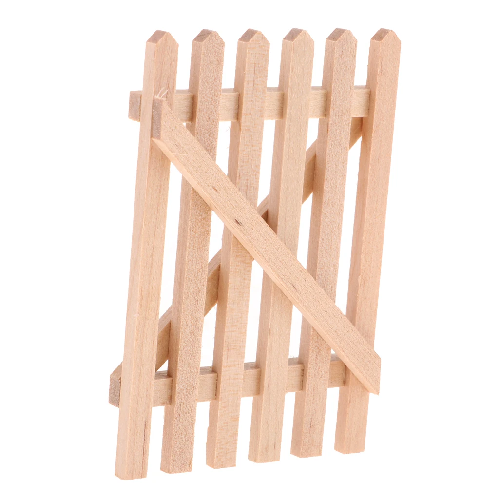 Unpainted 1/12 Dolls House Miniature Wooden Barrier Fence Gate Model DIY Accessories Collections
