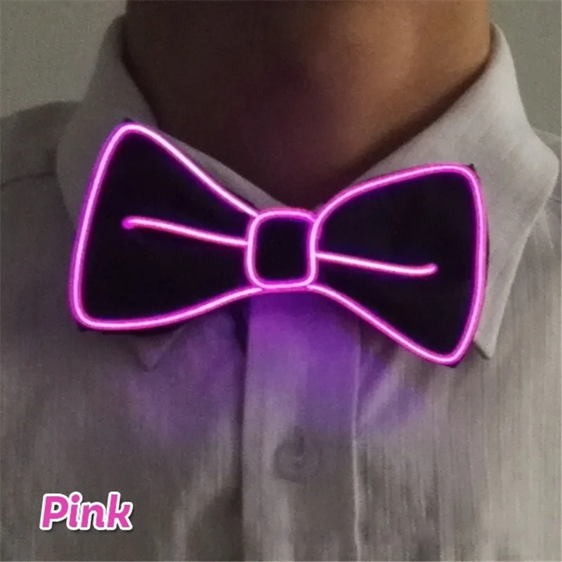 pink Модный мужской светодиодный галстук-бабочка, галстук на Рождество, Хэллоуин, год, светящийся Неоновый мигающий музыкальный фестивальный рейв вечерние галстуки - Цвет: pink