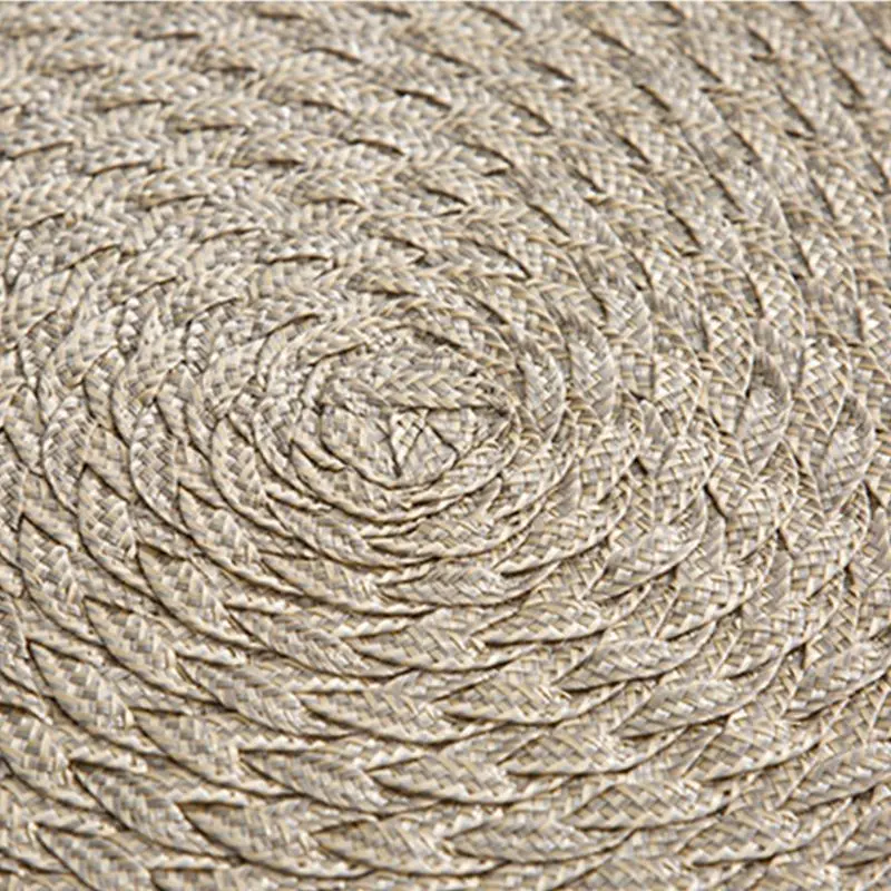 PP Round Woven Placemat European Minimalist Insulation Pad Solid Color Plastic Western Food Mat Custom Non-slip Table Mat