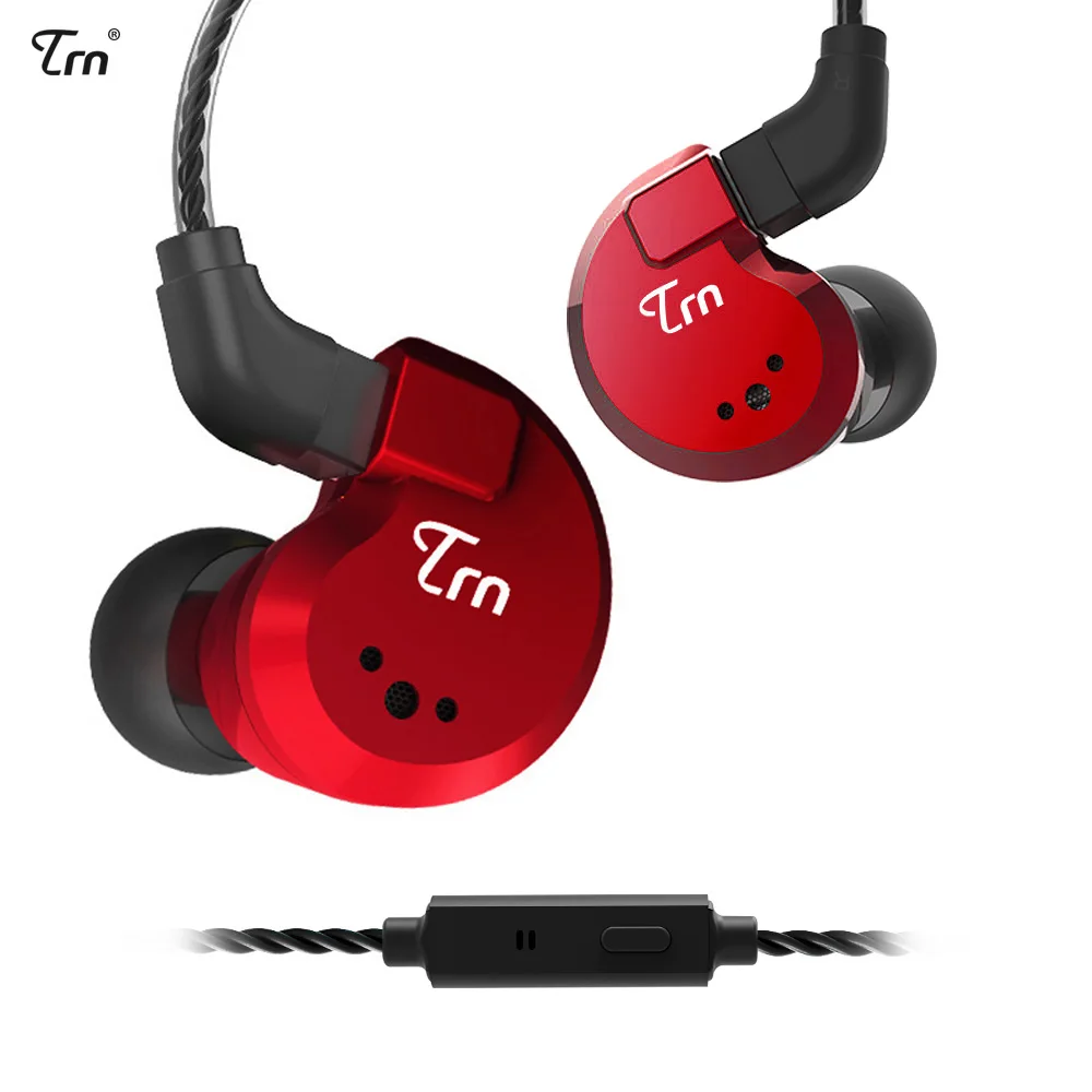 red with mic TRN V80 2BA+ 2DD гибридные металлические наушники-вкладыши HIFI DJ Monito спортивные наушники для бега ушные наушники гарнитура съемный кабель AS10 \ T2 \ V30 - Цвет: red with mic