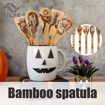 

5Pcs Non-stick Spatula Shovel Wooden Halloween Cooking Utensils Set Cookware Cooking Tool Gift Wooden Shovel Kitchen Accessories