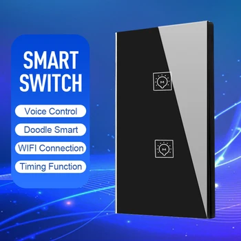 

US Wifi Smart Light Zero Fire Switch Glass Screen Touch Panel Voice Control Wireless Wall with Alexa Echo Google Home 1/2/3 Gang