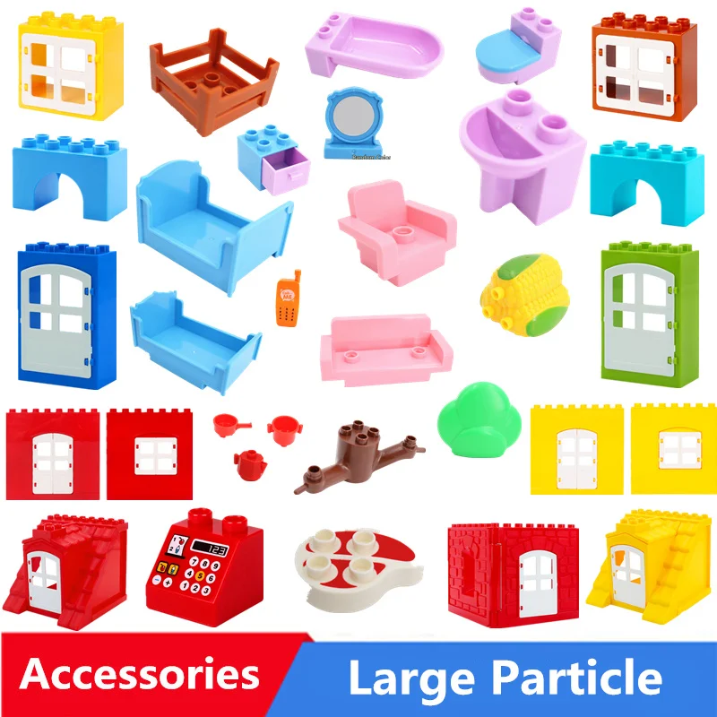 Diy Big Size Building Blocks Accessories House Furniture Sofa Bed font b Phone b font Compatible