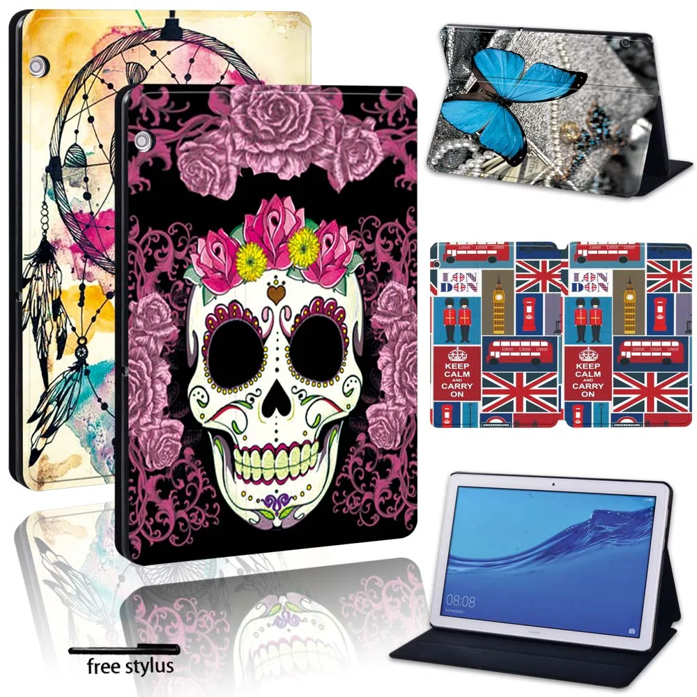 

Case For Huawei MediaPad T5 10 10.1/ MediaPad T3 8.0 /MediaPad T3 10 9.6" - Folio PU Leather Tablet Stand Cover Case + stylus