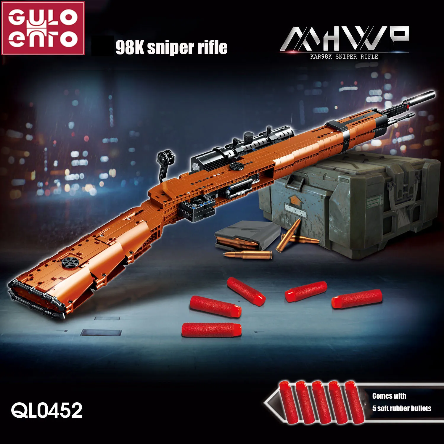 Gulo gulo 1004 шт. военные строительные блоки для снайпера 98K игрушки детей на Рождество