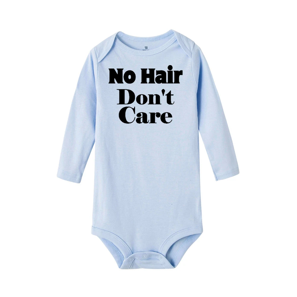 Сезон осень-весна; Забавный детский комбинезон с принтом «No Hair Don't Care»; комбинезон с длинными рукавами для новорожденных мальчиков и девочек; хлопковый комбинезон для малышей - Цвет: RE93-LRPLB-