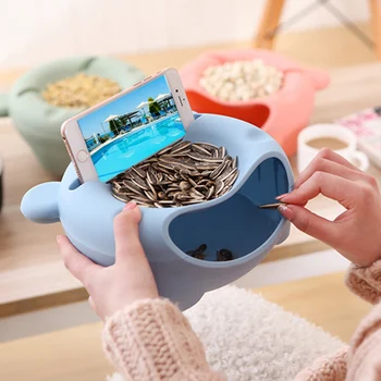 

Trash Can Double-Layer Lazy Dried Fruit Plate Mobile Phone Holder Fruit Crumb Household Nut Melon Snack Plate HYD88