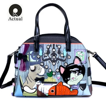 

2020 new women's Bag Fashion Korean handbag double sided creative printing puppy bag diagonal straddle with diamond pouch