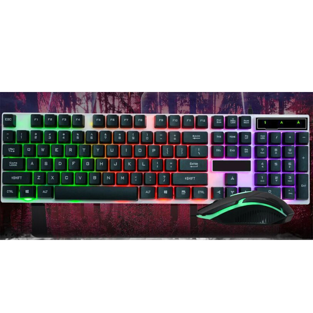 Premium Wired 104 Keys  Keyboard Mouse Combo Backlights USB Connection For PC Laptop Notebook