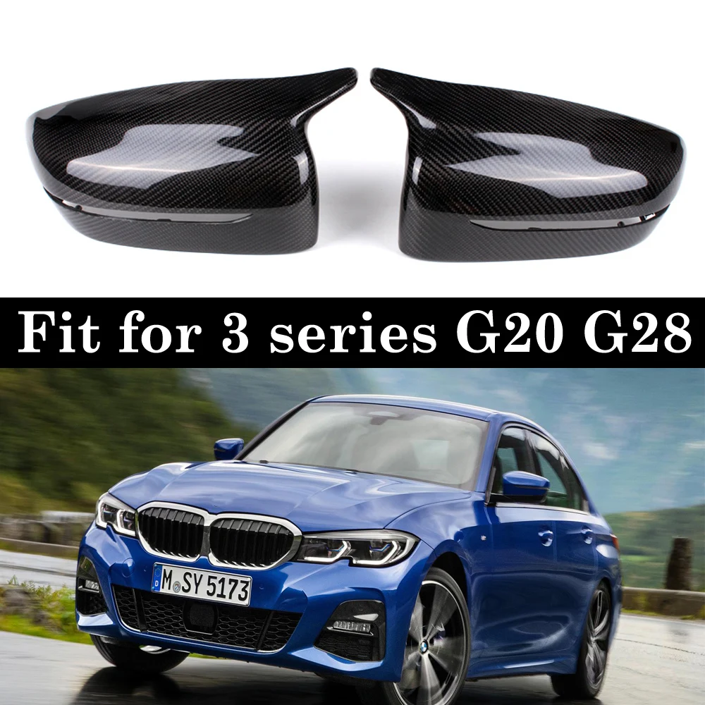 

Real Carbon Materials Rearview Mirror Cover Cap For BMW 3 Series G20 G28 Replacement Style LHD