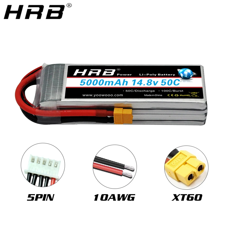 Аккумулятор hrb lipo 4S 14 8 в 5000 мА/ч 50C EC5 XT90 XT60 Deans T S радиоуправляемые детали для VKAR BISON
