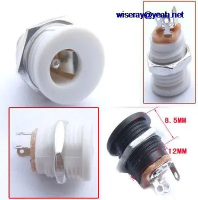 DHL/EMS 250 PCS White 5.5MM 2.1mm DC Socket PLUG Panel Mount-A8