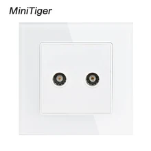 Minitiger белая Роскошная стеклянная панель с кристаллами, двойная 1 банда RJ11, 2 ядра, телефонная электрическая розетка, популярная в ES RU