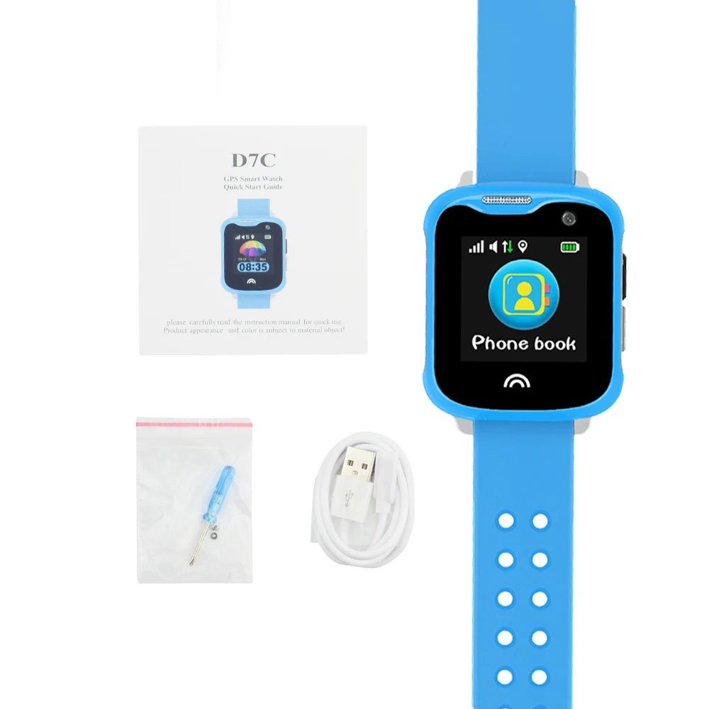 Система карта часы водонепроницаемый D7 камера gps+ LBS+ wifi позиционирование Smartwatch для IOS Android телефонов gps Трекер Смарт детские часы - Цвет: Blue no box