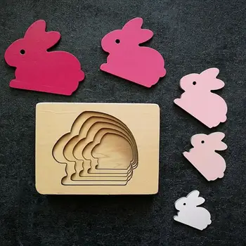

Cartoon 3D Animal Puzzle Kids Wooden Multilayer Jigsaw Puzzle Toy Child Baby Wood Matching Board Early Learning Educational Toys