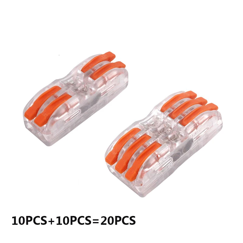 20PCS Conectors цвет 222-412 413 Мини Быстрый компактный проводной разъем универсальный проводник PCT-222 нажимной клеммный блок - Цвет: 20PCS