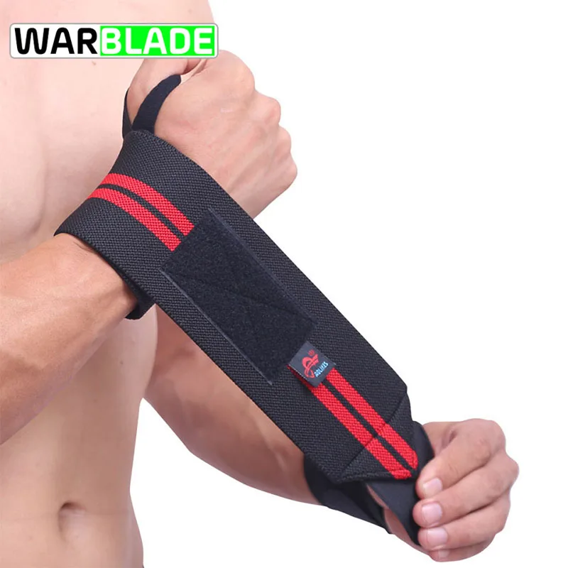 WarBLade Лидер продаж, 1 пара, браслет, поддержка запястья, тяжелая атлетика, тренажерный зал, тренировка, поддержка запястья, бандаж, ремни, обертывания, Кроссфит, пауэрлифтинг - Цвет: Black with Red