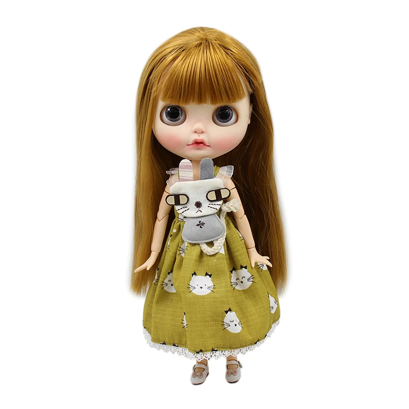 Blyth кукольная одежда милый кот печати платье со шпилькой набор 1/6 BJD кукла азон Licca ледяная кукла аксессуары Подарки для девочек