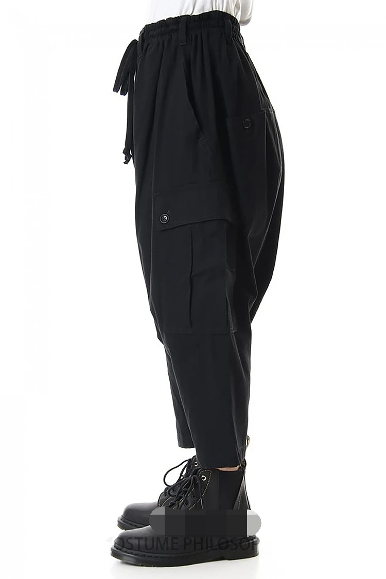 Spring and Autumn men's new fashion casual pants loose harem pants nine point Harlem pants low grade solid color