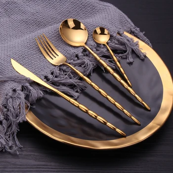 

8pcs/set Tableware Gorgeous colors Cutlery Set 304 Stainless Steel Dinnerware Flatware Set forks knives spoons Christmas gift