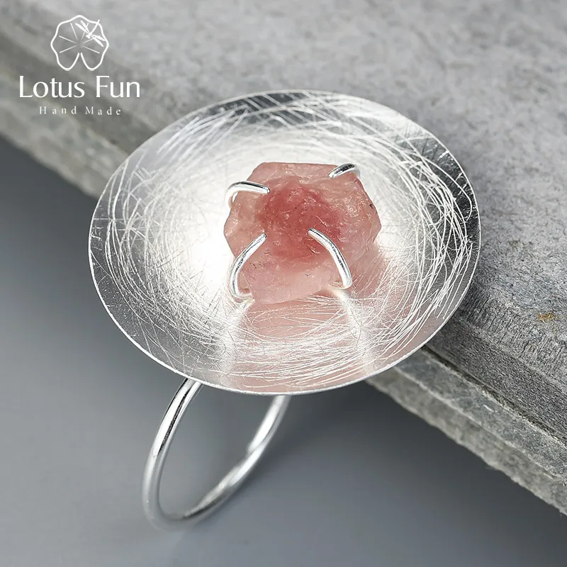 Red Lotus Fun реальные 925 пробы серебро натуральный драгоценный камень ручной работы ювелирные украшения регулируемый Личность Круглый кольц - Цвет камня: Red