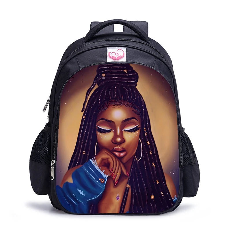 1pc backpack 15 16 дюймов афро леди девочка Африка девочки коричневые женские детские школьные сумки ортопедические школьный рюкзак для детей Mochila Infantil мультяшный чехол - Цвет: 1pc backpack 15