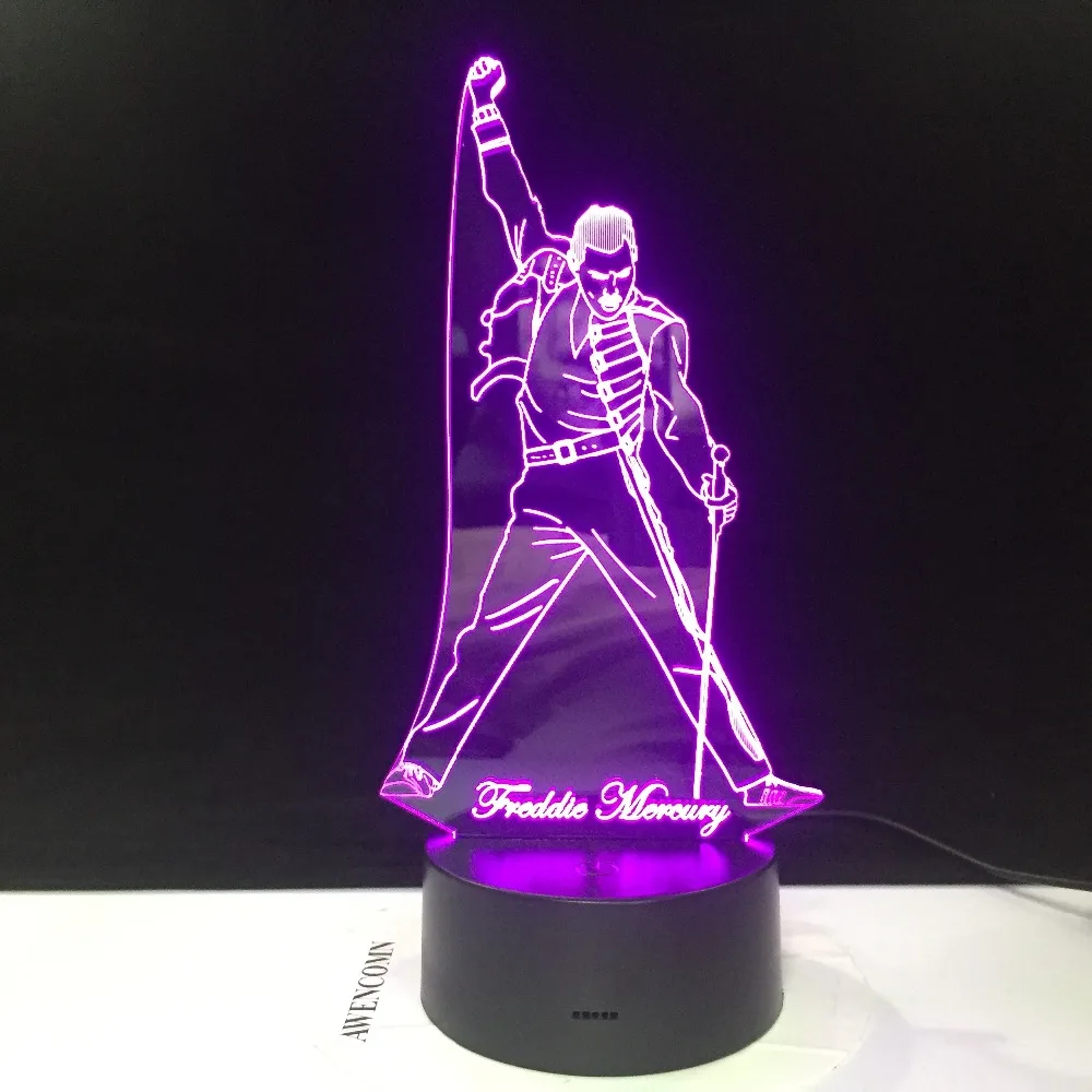 Фредди Меркури Queen 3d Led лампа ночник сенсорный Сенсор для малышей и детей постарше ночник для офиса номер декоративные светодиодные лампы дропшиппинг