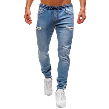 

Styles Men Pants Stretchy Ripped Skinny Biker Embroidery Print Jeans Zipper Slim Fit Denim Scratched Jean 2020
