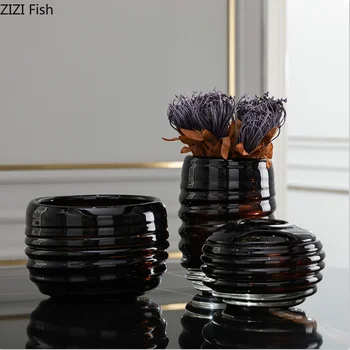 

Creative Nordic glass brown vase expensive Modern home Decoration ornaments Flower arrangement Hydroponics Accessories wedding