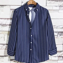 Странные Вещи осенние Рубашки с длинным рукавом мужские повседневные Стильные корейские полосатые рубашки прилива уличная мужские рубашки с длинным рукавом