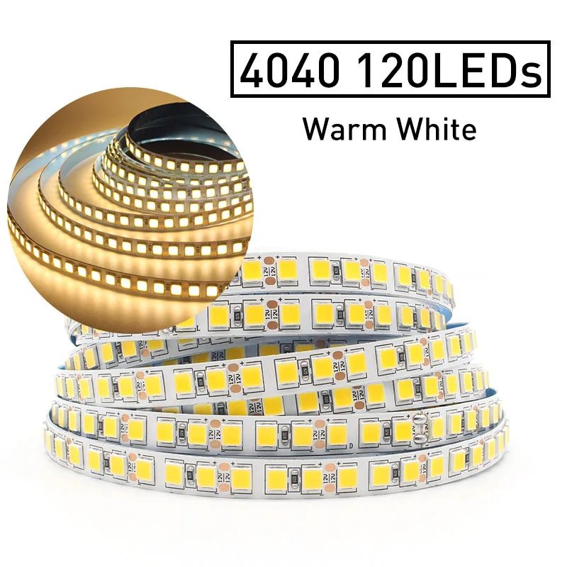 Warm White 120LEDs 0,5 м 1 м 2 м 3 м 4 м 5 м не водонепроницаемый светодиодный светильник SMD4040 гибкий светодиодный светильник ярче Теплый/Холодный белый DC 12 В для внутреннего дома - Испускаемый цвет: Warm White 120LEDs