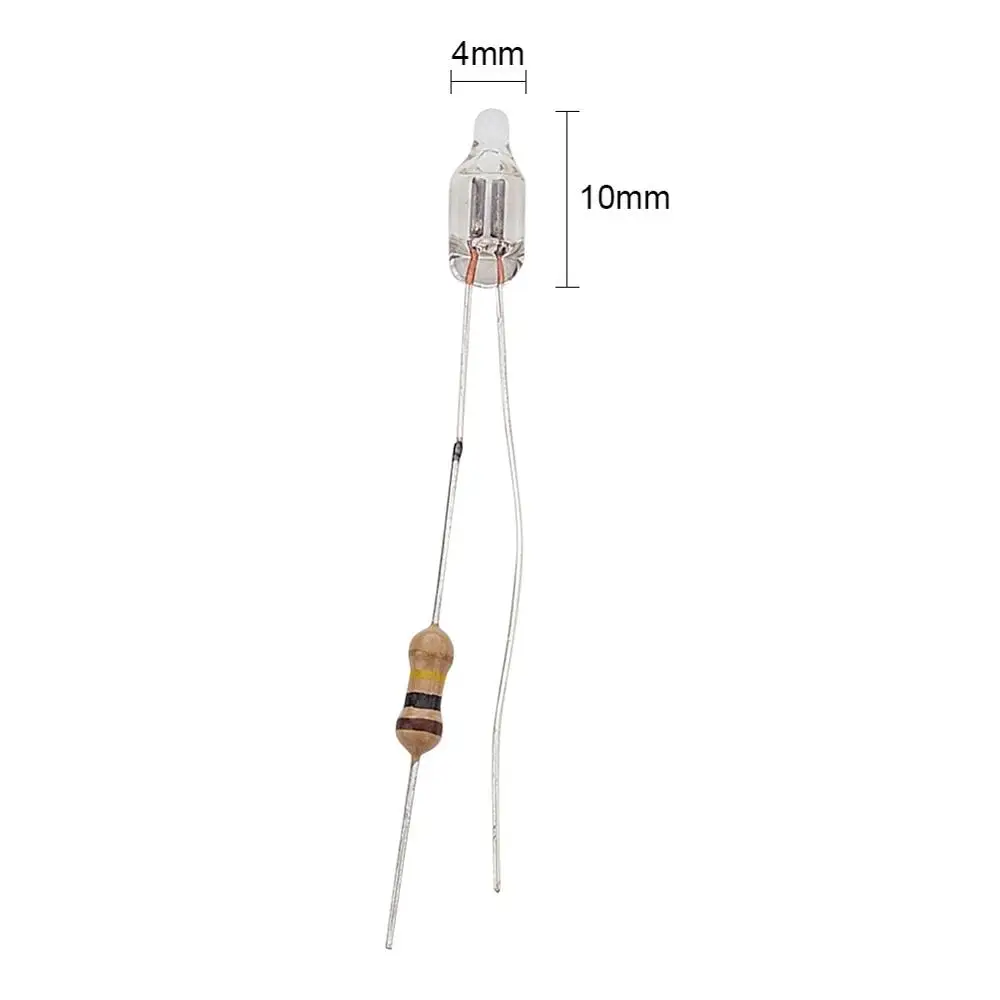 50 Pcs 5x10mm Head Orange Light Neon Bulb Indicator Lamp 100V-220V w Resistor 