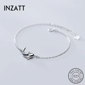 

INZATT Real 925 Sterling Silver Minimalist whale Bracelet For Charming Women Party Classic Fine Jewelry Cute Accessories Gift