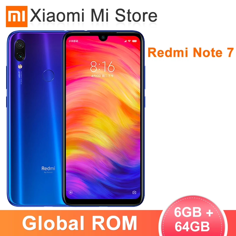 Xiaomi Redmi Note 7 с глобальной прошивкой 6 ГБ ОЗУ 64 Гб ПЗУ Смартфон Snapdragon 660 четыре ядра 48