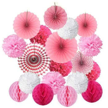 

Party Fiesta Decorations Paper Fans Paper Flower Ball Honeycomb Balls Set for Wedding Birthday Events Festival Supplies 19Pcs