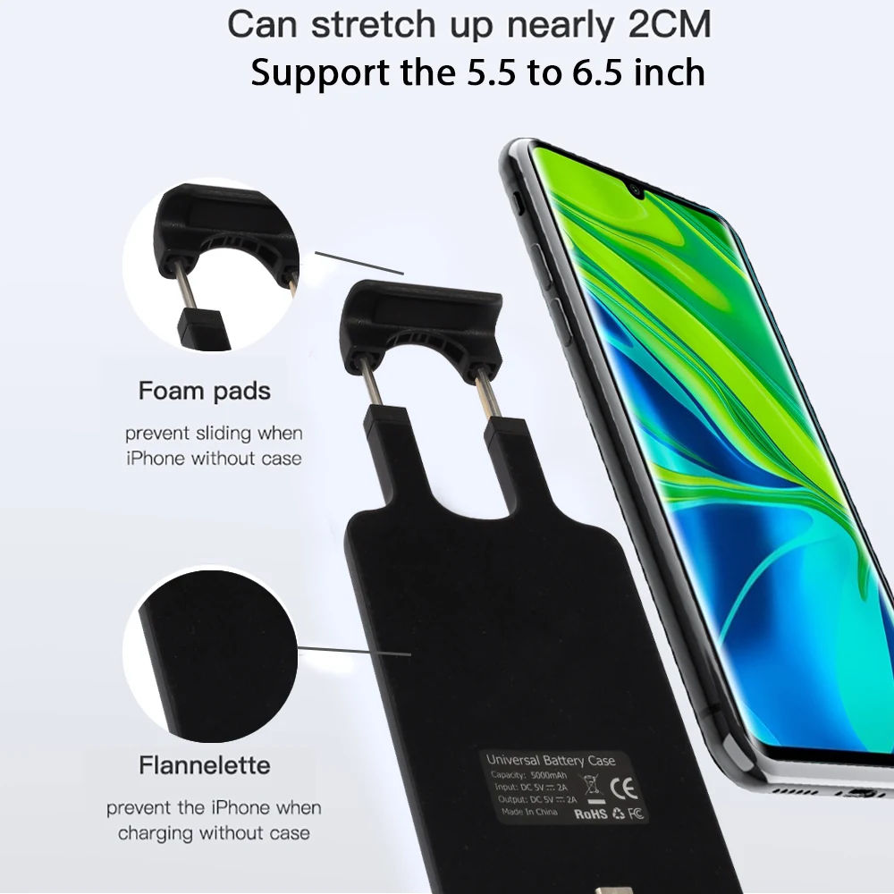 Чехол для Xiaomi mi Note 10, 5000 мА/ч, расширяемая съемная пряжка, запасной внешний аккумулятор, чехол для Xiao mi Note 10, чехол для зарядного устройства