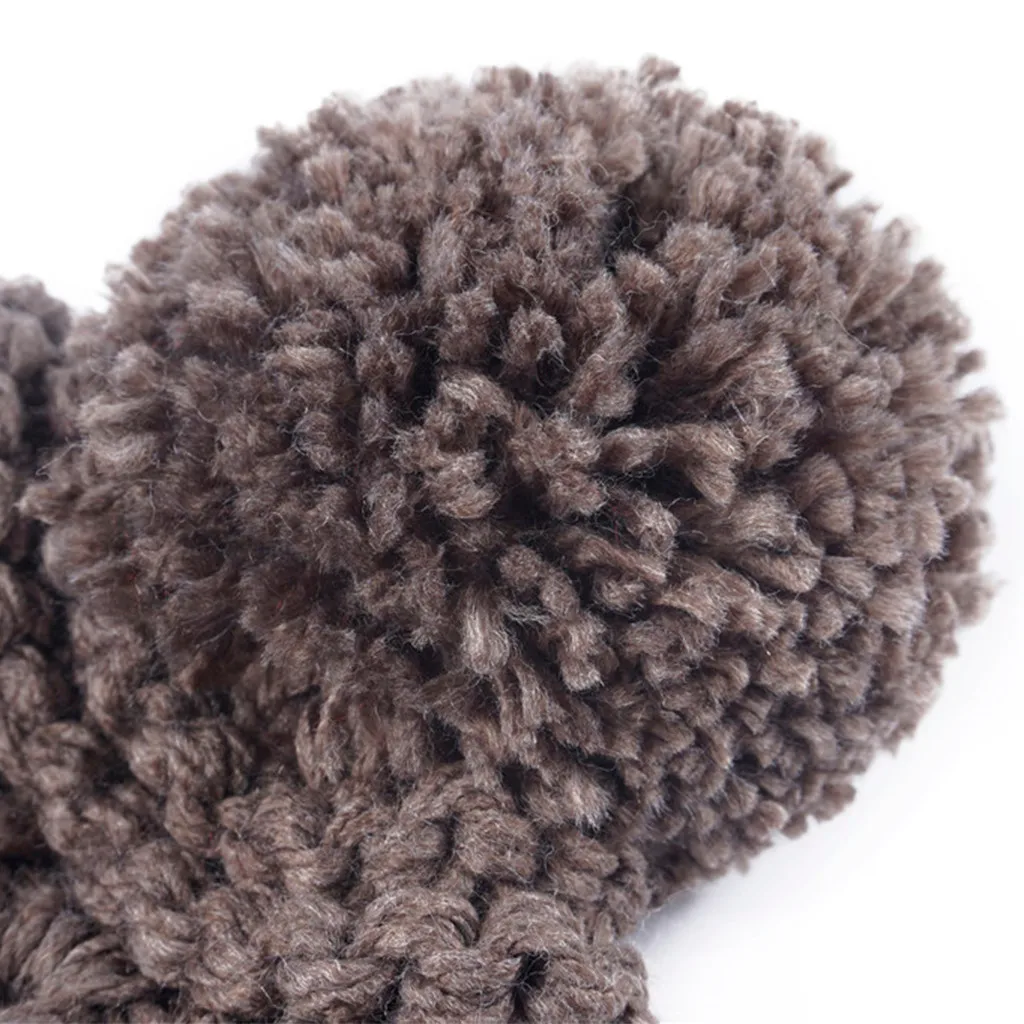 winter beanie hat women Tough Solid Fleece Lined Headwear Cable Knit Beanie Hat Chunky Pom Pom Hats gorros mujer invierno#Y2