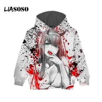 

LIASOSO Children Sweatshirt 3D Print Anime Darling In The Franxx Teens Hoodies Kids ZERO TWO Boy Girl Baby O Neck Pullover B169