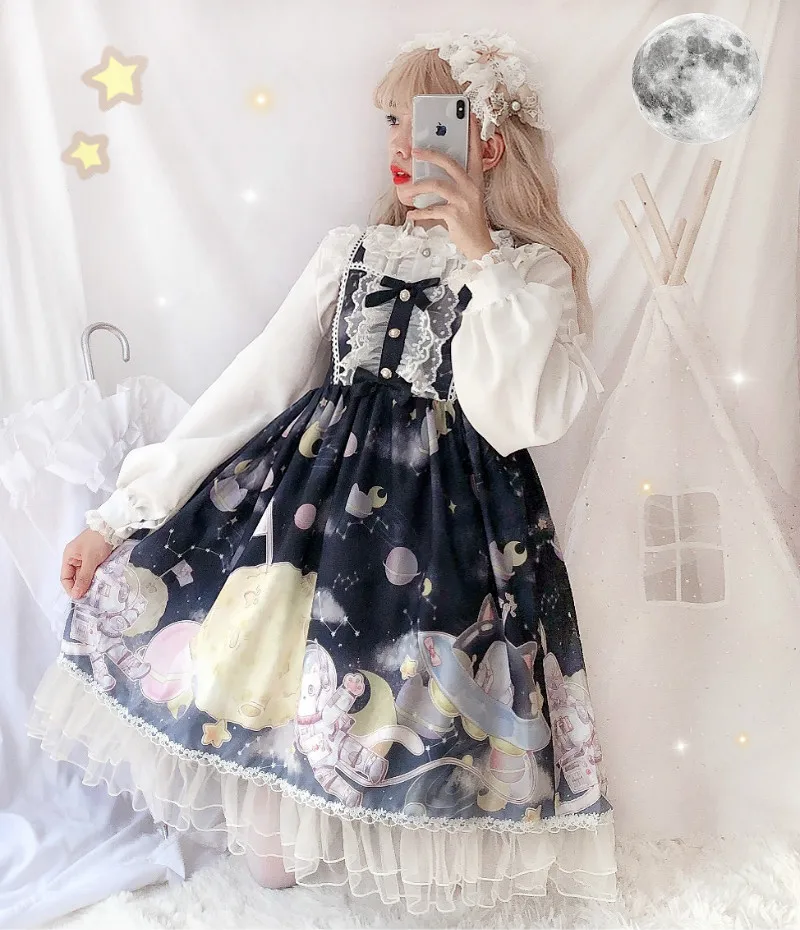 Cosplay&ware Lolita Dress Sweet Cute Japanese Kawaii Girls Princess Maid Vintage Gothic Printed Patterns Lace Pink Summer Skirt -Zentai shop online H2ef1874598b8474c9d85b47704c18c7cc.jpg
