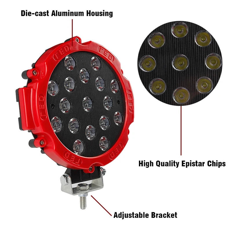 PMFC " 51 Вт высокомощный светодиодный светильник, рабочее место/прожектор, светильник для вождения, дальний свет, Ute 12 В 24 в 4x4 4WD, лодка, внедорожник, грузовик, джип