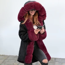 Новое поступление, женские плотные теплые пальто с капюшоном из искусственного меха, камуфляжная верхняя одежда, зимние длинные куртки