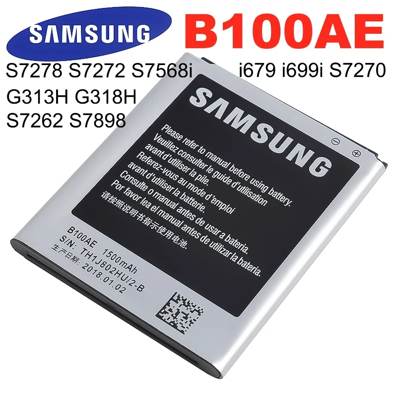 B100AE B100AC Samsung оригинальный аккумулятор для Galaxy Ace 3 4 S7568i S7278 i679 S7270 S7262 i699i S7898 S7272 G313H