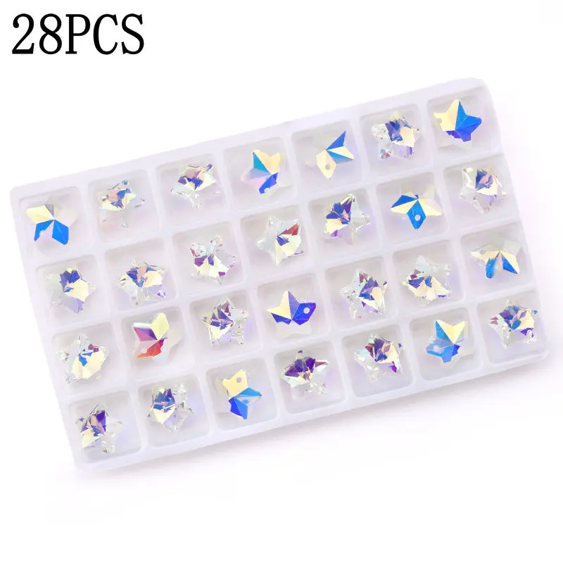 14mm star-28pcs Лучшее качество кристалл луна& Звезда бусины стеклянная звезда кулон хрустальные подвески Стразы для серьги ожерелье DIY ювелирные изделия аксессуары - Цвет: 14mm star-28pcs