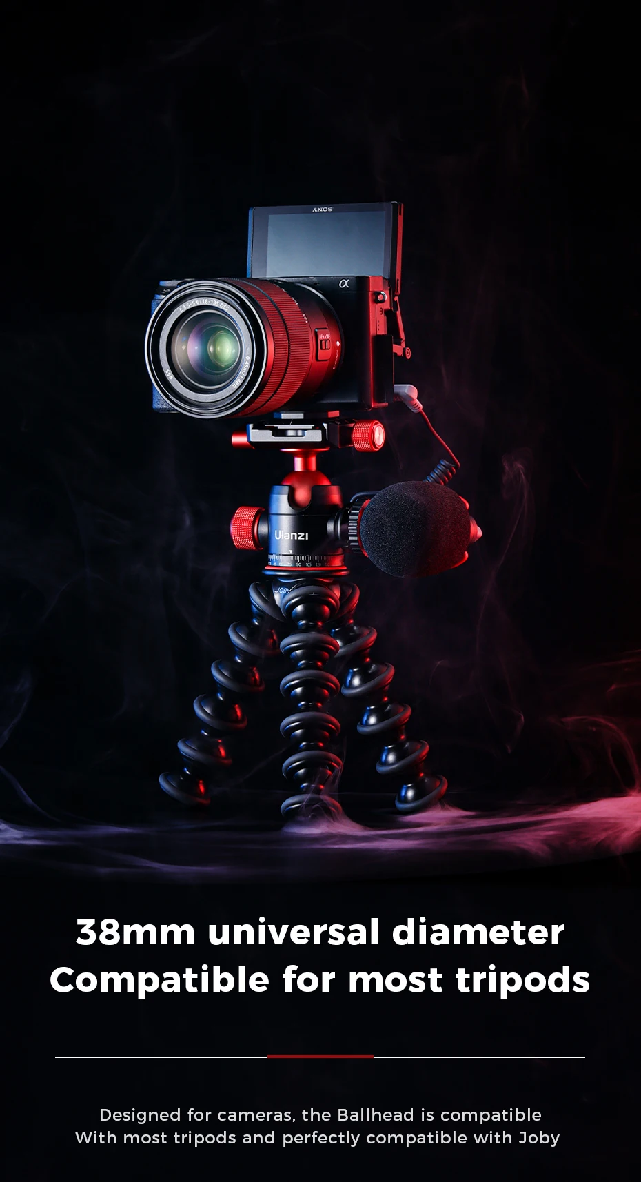 U-70 Metal Mini Ballhead Pan Cold Shoe Double Panoramic Tripod Head for DSLR Cam