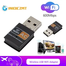 INIOICZMT adaptador inalámbrico USB wifi, Dongle de 600Mbps para PC, tarjeta de red de doble banda, adaptador de 5 Ghz, Lan, USB, receptor Ethernet