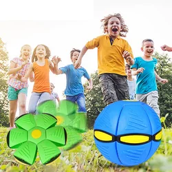 Balle volante ovni à lancer plat, avec lumière LED, jouet pour enfant, jeu de basket Ball en plein air, décompression, déformation 
