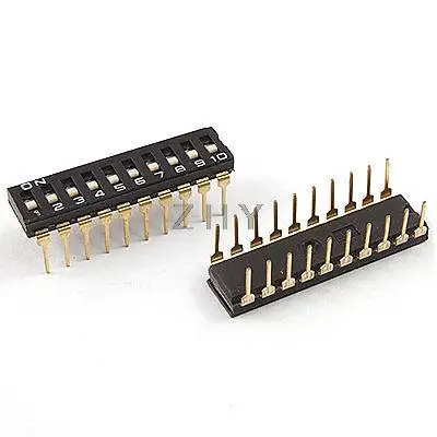 

5 Pcs 2.54mm Pitch 10 Position IC Type DIP Switch Black