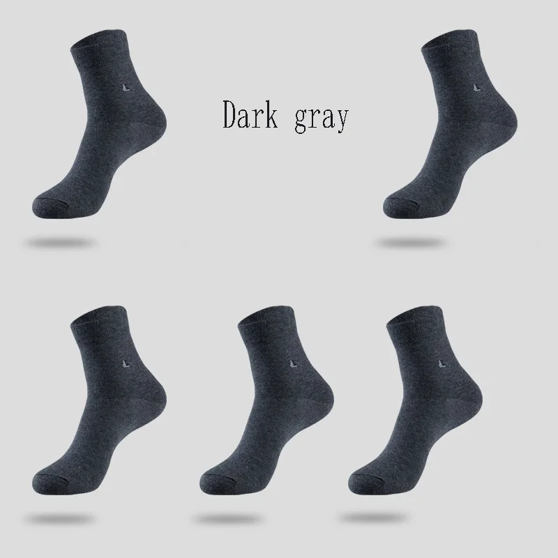 Высококачественные мужские хлопковые носки новые 5 пар/партия черные деловые дышащие дезодоранты теплые осенние и зимние подходят для мужчин - Цвет: Dark gray