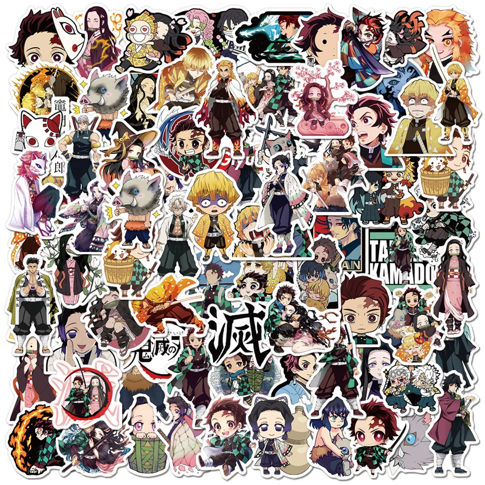 50PCS Mix Anime Sticker Demon Slayer Haikyuu Stickers Poster Graffiti  Decals Laptop Phone Luggage Car Decor For Kids